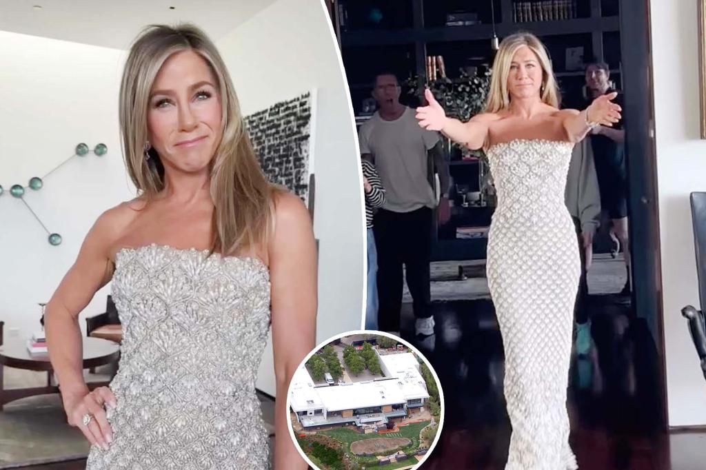 Jennifer Aniston gave fans a rare glimpse of her $21 million LA mansion during her Emmys glam session.