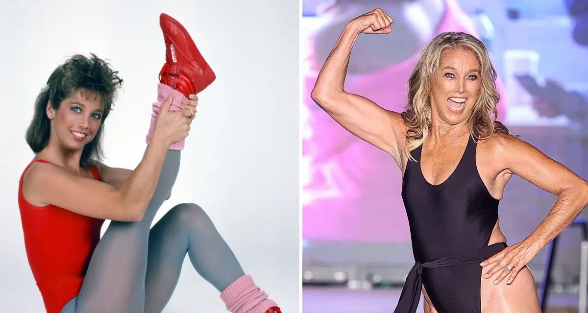 Denise Austin, 68 anos, diz que hábito diário de exercícios lhe permite vestir collants dos anos 80 - Imagem do artigo