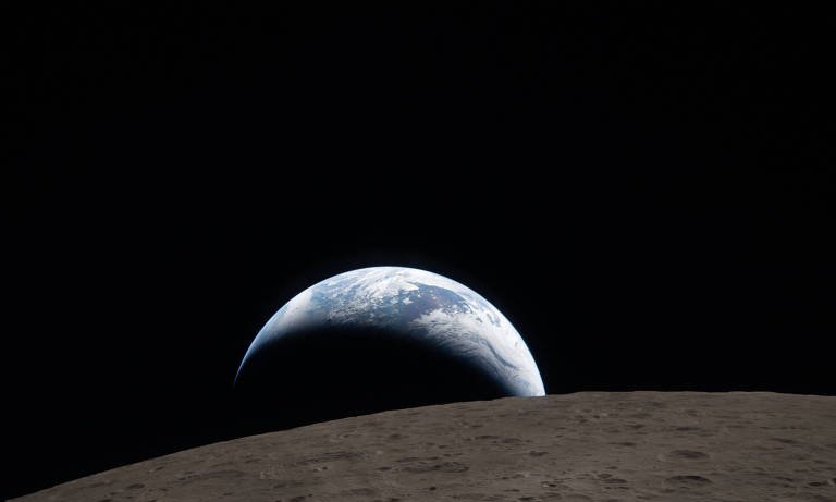 Astronauta grava primeiro vídeo do “pôr da Terra” visto do lado oculto da Lua - Imagem do artigo original