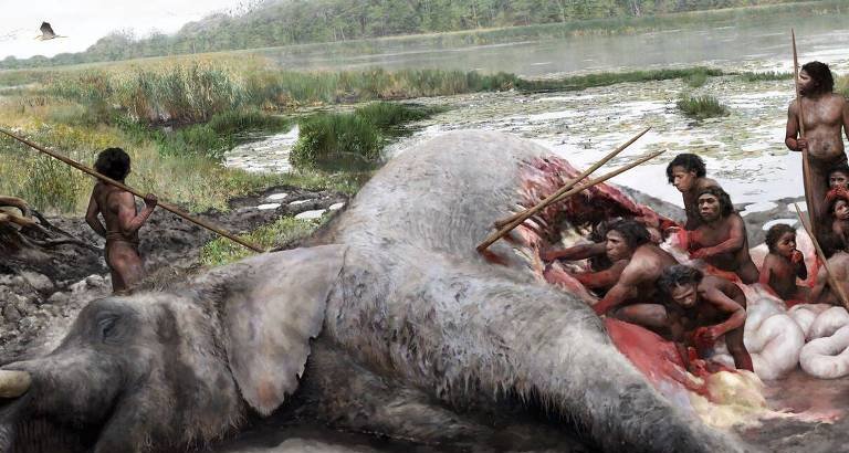 Novo estudo indica que neandertais caçaram e esquartejaram elefante há 125 mil anos na Alemanha - Imagem do artigo original